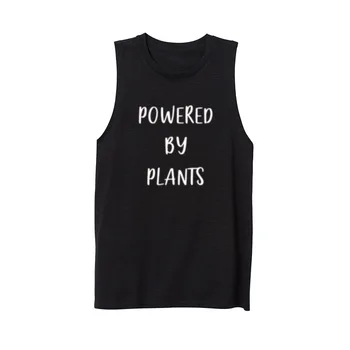 

Womens Powered by Plants Funny Vegan Workout Fitness Casual Tank Vest Tops