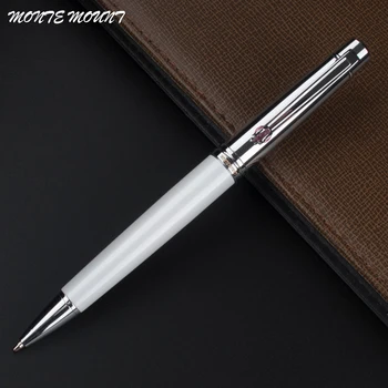 

MONTE MOUNT White Ballpoint Pen gem Pen silver clip Business Executive Fast Writing Pen