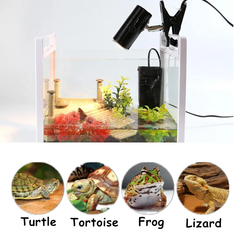 Bulb not Included Supports Both E26/E27 Socket Securely Clamps or Hangs in Your Turtle Lizard Snake Amphibian Tank Unique 360° Rotating Lamp Head 110-volt Heat Light Fixture for Reptiles