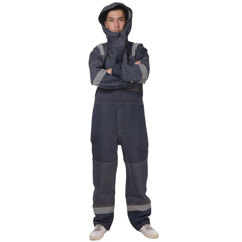 

Men Overalls Work Clothing Long Sleeved Hooded Coveralls Reflective strip anti-static Labor Overalls For Welding Auto Repair