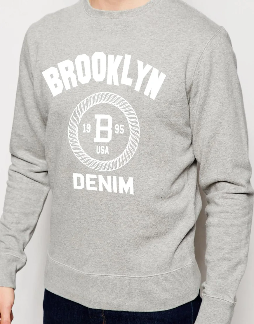 2018 NEW BROOKLYN DENIM simple JONES Clothing DANDY Print NEW YORK CITY Long Sleeves sweatshirt 
