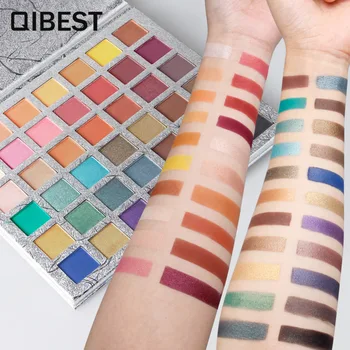 

QIBEST 42 Colors Matte Glitter Eyeshadow Palette Waterproof Makeup Long wearing Smooth Silky Powder Shimmer Eye Shadow Pallete