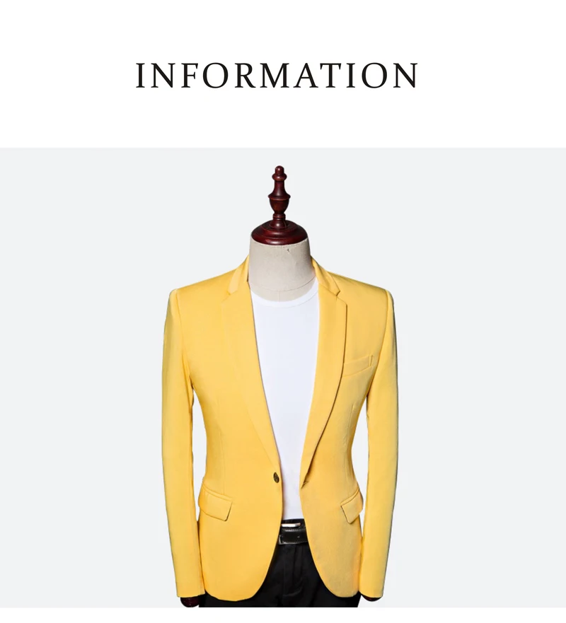 Shenrun Men Jackets Casaul Blazers Yellow Suit Jacket Fashion New Stylish Costume Stage Show Party Prom Wedding Plus Size 5XL