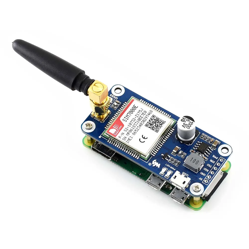 Waveshare NB-IoT/eMTC/EDGE/GPRS/GNSS HAT for RPi Zero/Zero W/Zero WH/2B/3B/3B+, Based on SIM7000E,Supports TCP,UDP,PPP,HTTP,Mail