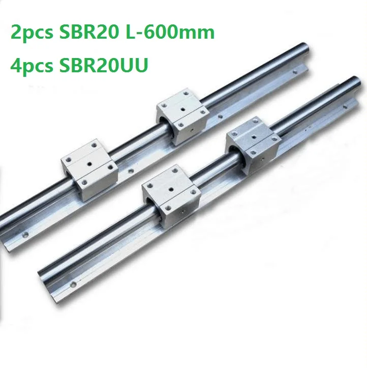 

2pcs SBR20 L-600mm support rail linear guide + 4pcs SBR20UU linear bearing blocks for CNC router parts