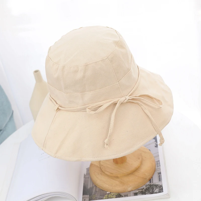 2019 الصيف في الهواء الطلق المشي لمسافات طويلة كاب الكتان المرأة دلو القبعات الشمس فتاة قبعة السيدات شاطئ كاب