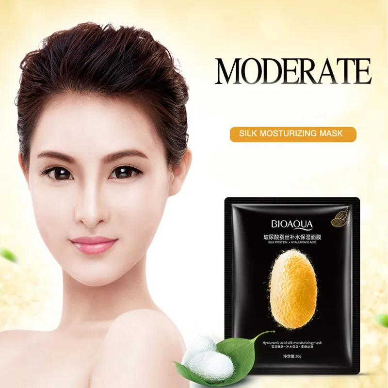 BIOAQUA Silk Protein Essence Facial Mask Hyaluronic Acid Moisturizing Face Mask Anti-Aging Deep Replenishment Smooth Skin Care 3