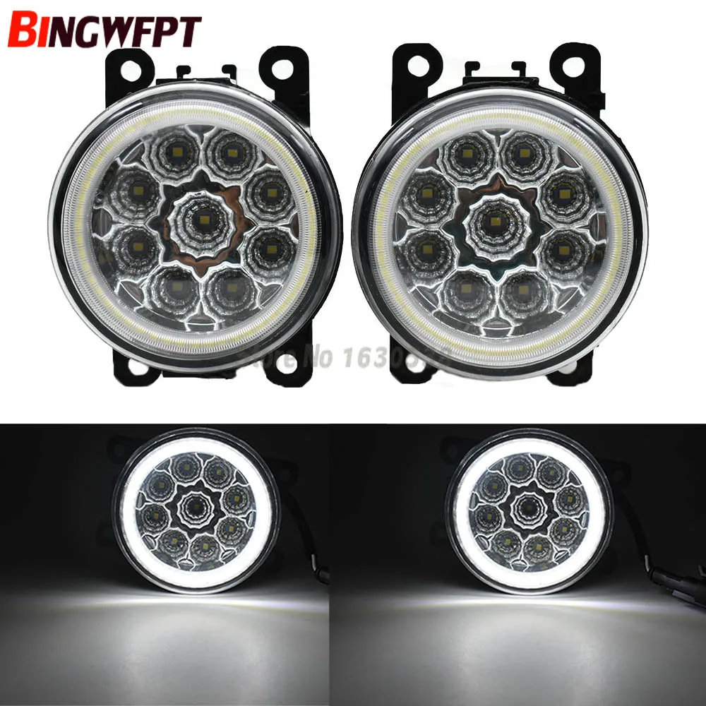 

2PCS LED Front Fog Lights with Angel eyes H11 Car Styling Round Bumper fog lamps 12V For Mitsubishi ASX 2013 2014