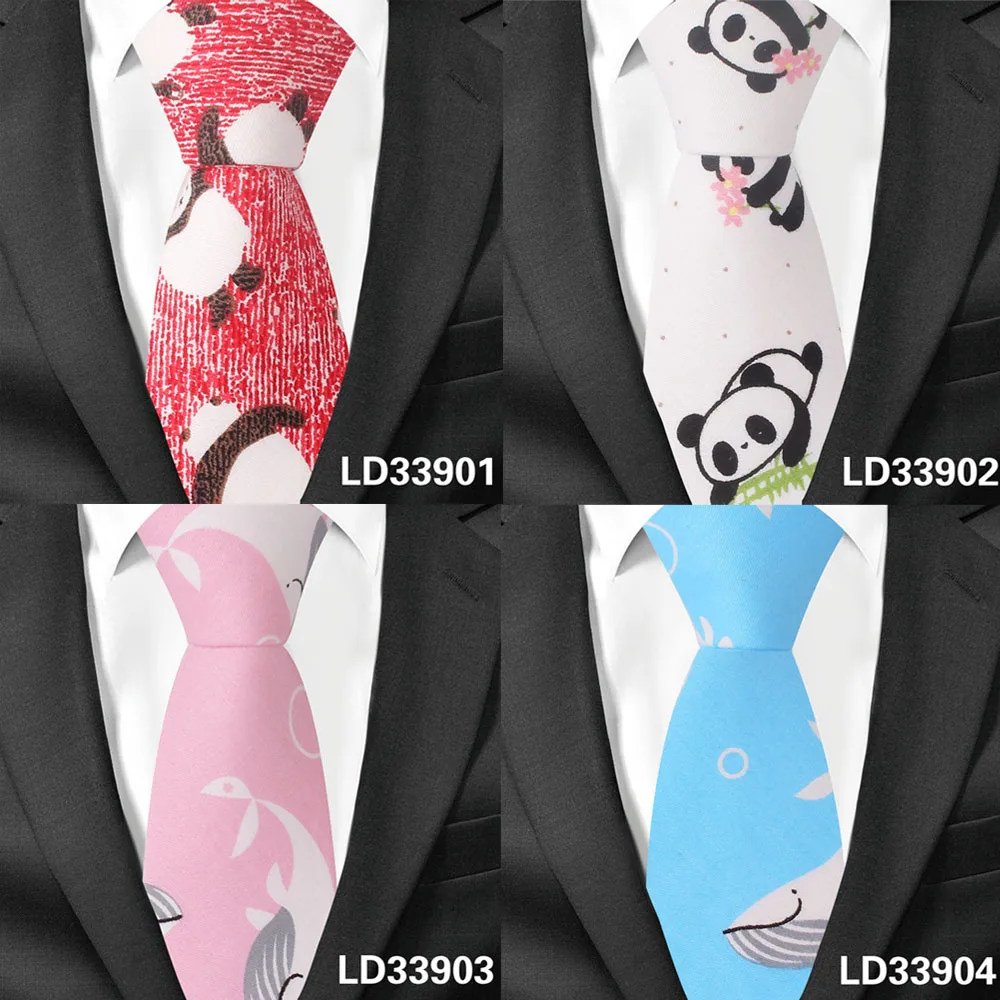 Модный галстук с животными для мужчин и женщин Для худой шеи галстук для свадьбы Бизнес повседневные Мультяшные галстуки Классический костюм тонкие хлопковые Галстуки