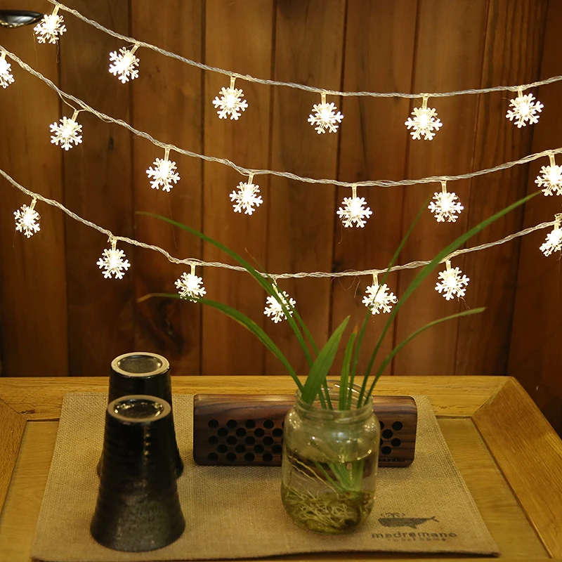 Xmas lights Led Snowflake lights for Holiday Wedding 5M 10M battery/plug  Lights string garland for Garden Party  decoration 