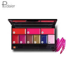 Pudaier бренд 9 цветов Губы Палитра Макияж пигмент красный телесный синий 9 цветов длительный губная помада с кистью Макияж Batom