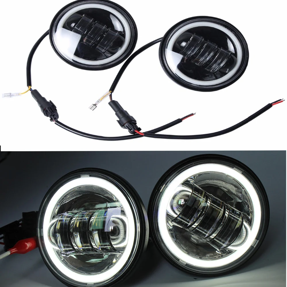 2pcs Chrome/black 4.5 Inch Drl Led Passing Light Spot Driving Lamp Led