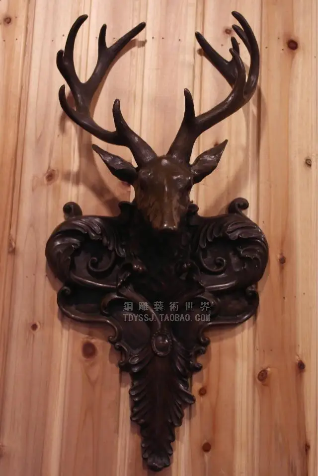

Old antique Bronze Arts & Crafts Deer copper sculpture crafts wall hangings wall decoration home accessories gift
