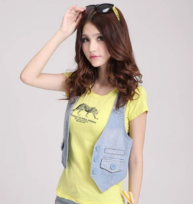 

2018 Direct Selling Rushed Double Breasted Short Button Solid Vest Summer Ladies Vest Sleeveless Women Female Jean Jacket Gilet
