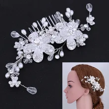 Free Shipping Bridal Wedding Hair Accessories Comb Rhinestone Crystal Pearl Crystal Handmade Bridal Hair Comb hair