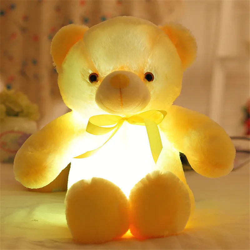 Креативный светящийся светодиодный плюшевый мишка, мягкие животные плюшевые игрушки, красочный светящийся Мишка Тедди на День святого Валентина для детей - Цвет: 30cm yellow