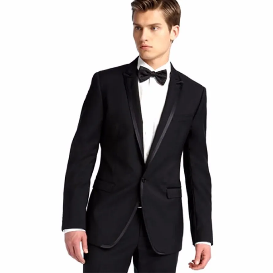 Real Photo Men traje elegante negro trajes de boda para