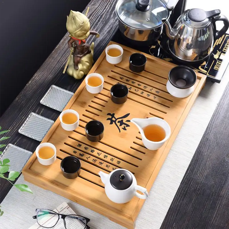 

Chinese Traditions Bamboo Tea Tray Solid Bamboo Tea Board Kung Fu Tea Tools For Cup Teapot Crafts Tray Chinese Culture Tea Set