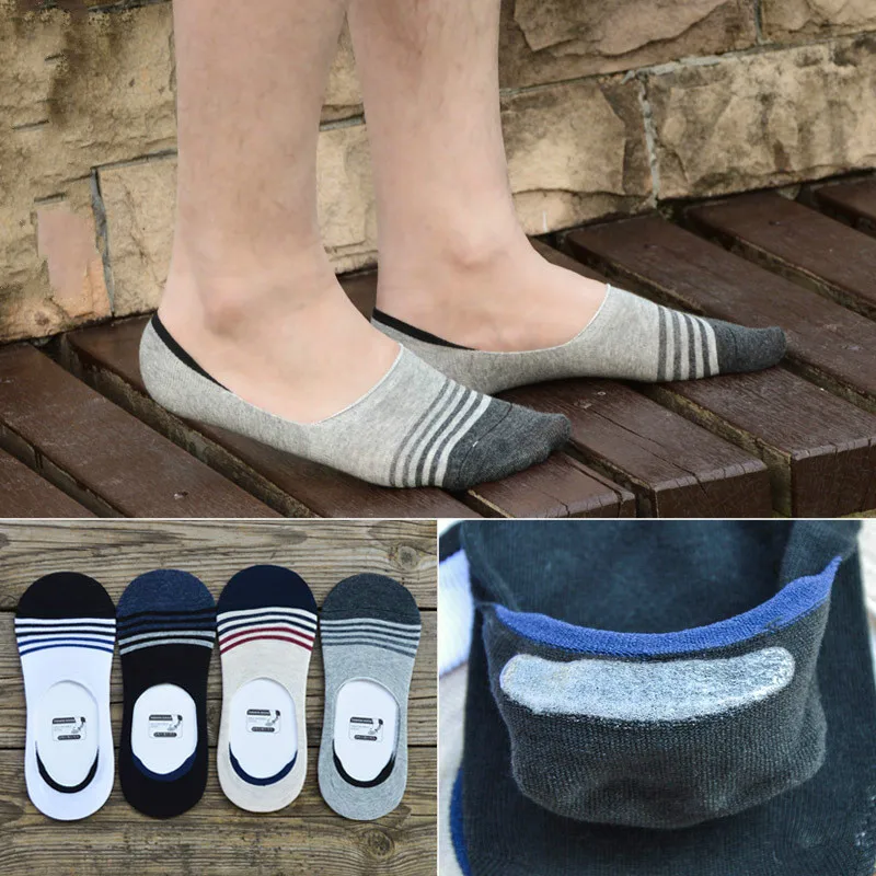 NoShow Non Slip Mens Socks Casual Soft Cotton Sock Boat Non Slip