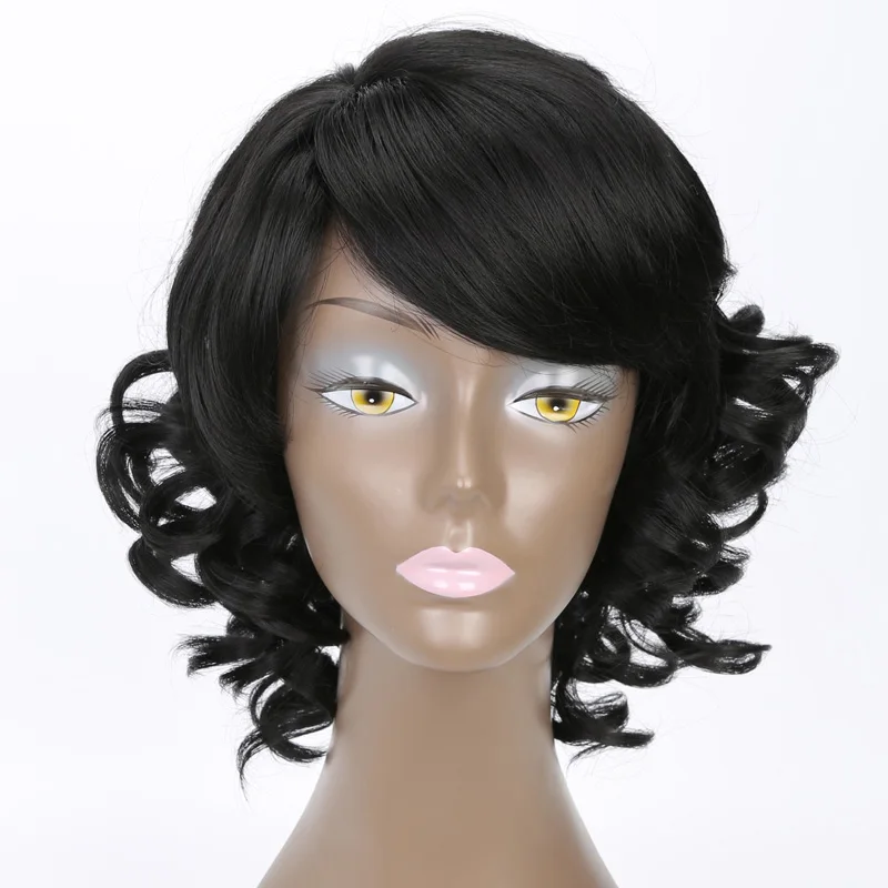 LISIHAIR 10 дюймов короткий парик волна черный цветной синтетический парик термостойкие тканевые крылья для черный Для женщин