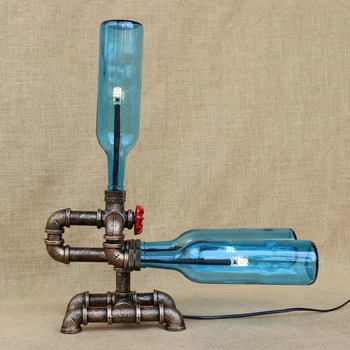 

Vintage unique style glass Bottle lampshade desk light include G4 light bulb table lamp for bedroom bedside office study 220V
