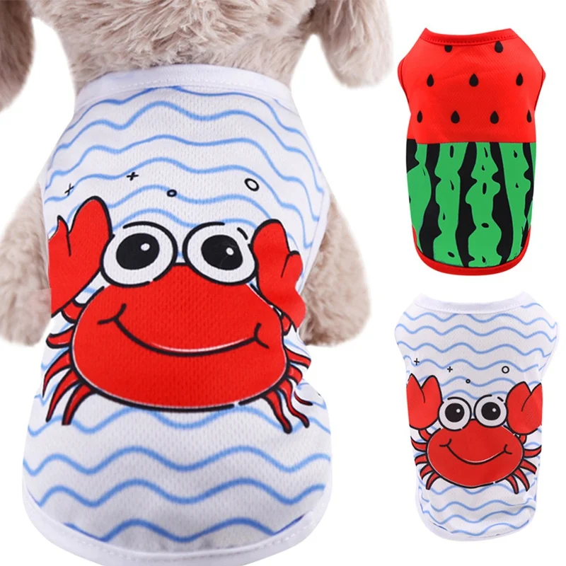 

Spring Summer Pet Dog Vest T-Shirt Cute Watermelon Crab Printed Dog Shirt Pet Clothes For Dogs Cats Puppy Sleeveless Clothes
