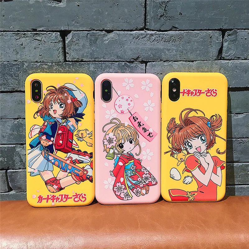 

Cartoon Cardcaptor Sakura Cell Phone Case for iPhone X 8 6s 6 7 Plus Transparent Soft TPU Capas Covers Cute for iPhone XR XS MAX