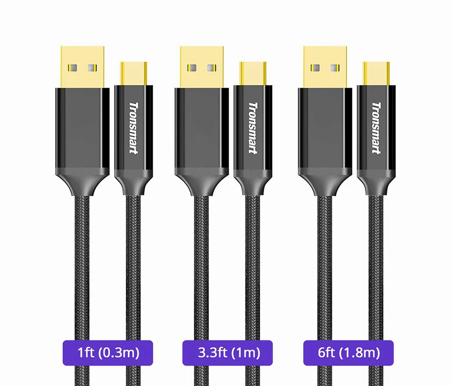 Tronsmart CPP10 USB Type C USB-C to USB 2.0 Cable Gold-plated Cable Connectors to Synchronize Data (0.3m1 1.0m1 1.8m1) (9)