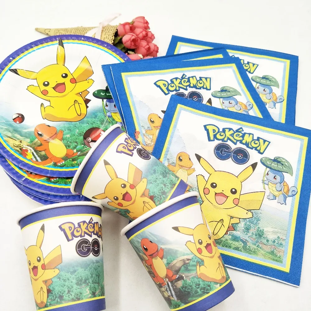 

40pc/set Theme Cup/Plate/Napkin Pikachu Party Supplies For Girls Party Decorations Party Supplies Favors Party Decoration