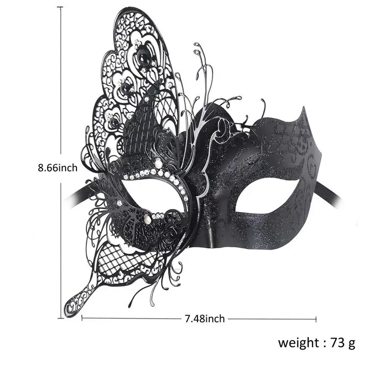 FunPa Красивая Женская Венецианская Праздничная маска выдалбливают бабочки блестящие стразы Маскарадная маска для женщин черный золотой