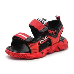 Пляжная обувь для мальчиков; Летние кожаные сандалии; спортивная обувь для улицы для маленьких мальчиков; сандалии с вырезами; тапочки на