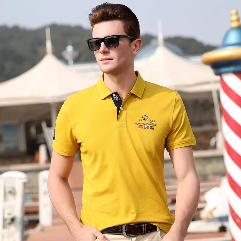 

2019 New High Quality Tops &Tees Men Polo shirts Business cotton brands Polo Shirts 3D embroidery Turn-down collar mens Clothing