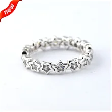 Compatible con estilo europeo joyería 100% anillos de plata esterlina 925 starshine, Clear CZ Original auténtica moda venta al por mayor