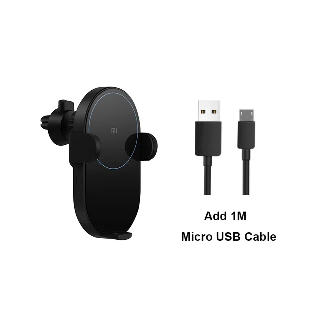 Оригинальное беспроводное автомобильное зарядное устройство Xiao mi, 20 Вт, максимальное электрическое автоматическое зарядное устройство Qi для быстрой зарядки mi, беспроводное автомобильное зарядное устройство для mi 9 iphone X XS - Тип штекера: Add Micro Cable