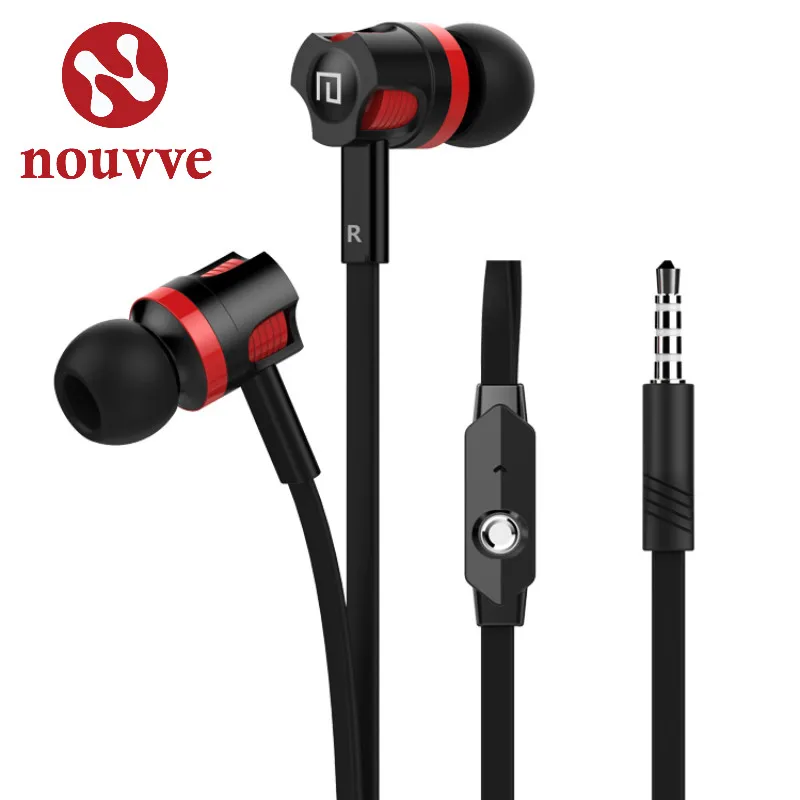 

Nouvve 3.5mm Jack Wired Headphones Earphone Noise Isolating In ear Colorful Hifi Earbuds Bass Headset with Mic for Mobile phone