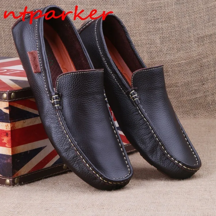 

Genuine leather Mens Peans Shoes Comfortable Leisure Shoe Slip on Plus Size Euro 46 Mens Driving Loafers Casual Breathable Shoe