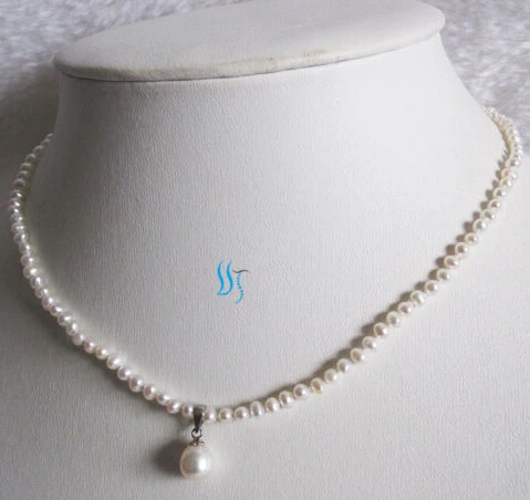 

huij 004179 15" 3-8mm White Children Freshwater Pearl Necklace Flower Girl Jewelry