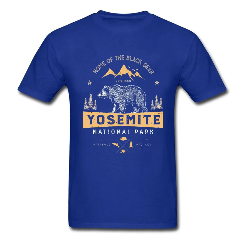 Футболка с изображением медведя, йосемита, национального парка, Калифорнии, с принтом животных, Мужская футболка, хлопковая одежда на заказ - Цвет: Blue