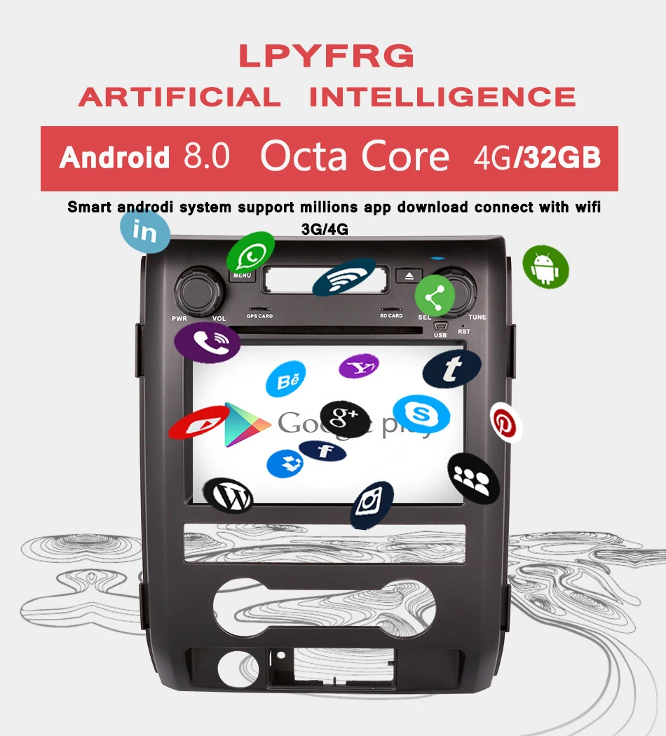 Top Android 9.0 Car DVD Player for Ford F150 3/4G wifi DVR Tape Recorder f150 car radio f150 dvd 2009 2010 2011 2013 2014 head unit 4