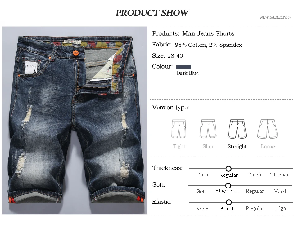 Брендовые мужские джинсовые шорты летние новые стильные модные повседневные Высококачественные эластичные рваные зауженные джинсы мужская одежда