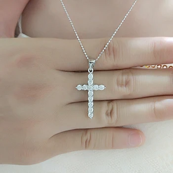 

WANG select Style S925 silver necklace cross fashion Pendant Female student not fade birthday gift
