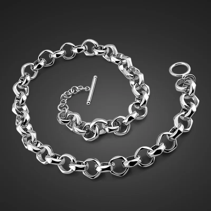Мужское серебряное ожерелье из стерлингового серебра 925 пробы ожерелье в стиле панк модный дизайн 13.5mm51cm размер ожерелье из чистого серебра Шарм ювелирные изделия - Окраска металла: Necklace 56cm