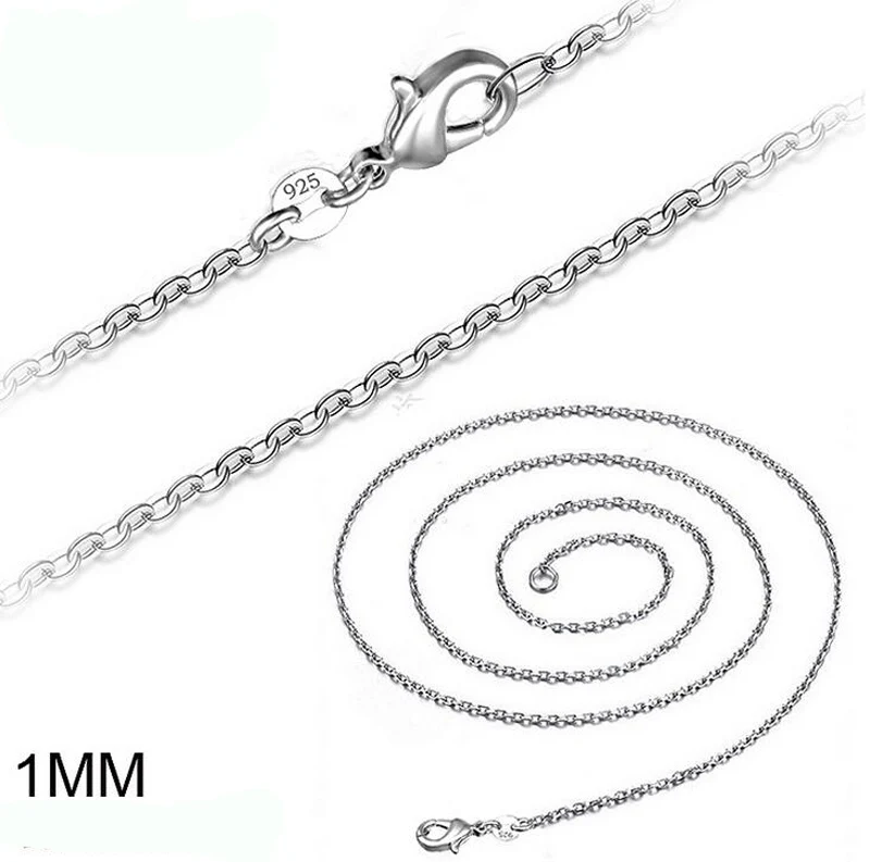 

Sliver Plated Chain Necklace 925 Jewelry 1mm Chain Pendant Necklace for Women DIY Jewelry Finding