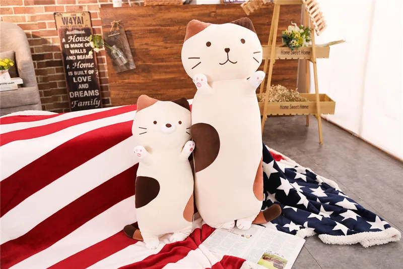 70/100cm Big Soft Plush Cat Toy Popular Kawaii Cat Toy Pillow Toy for Sleeping Baby Stuffed Animals Doll Child Birthday Gift