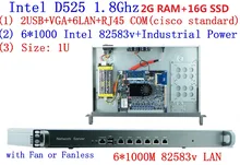 D525 1.8Ghz с Intel PCI-E 1000M 6 * 82583v 1U сервер Ros hirouters Wayos для ros panabit hirouters