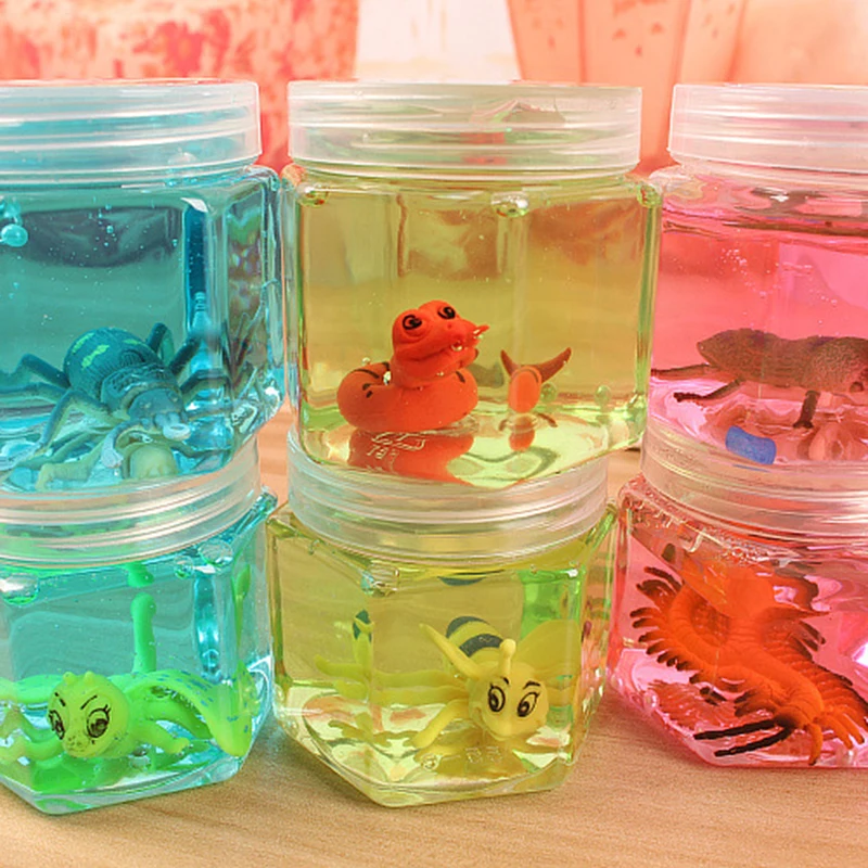 Colorful Plasticine DIY Jelly Mud Insect Fish Animal Dinosaur Hexagon Bottle Bubble Light Clay  Crystal Slime Modeling Clay