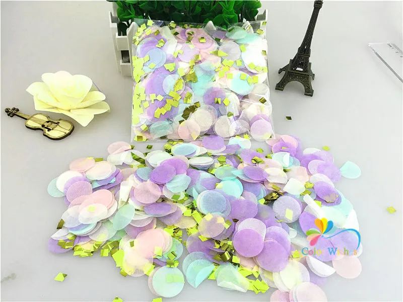 

2cm 10g/bag(1000pcs) Unicorn/Rose Gold Mixed Round Tissue Paper Confetti Circles Baby Shower Wedding Birthday Party Decoration