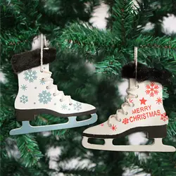 Снежинка узор деревянный обувь с коньками Рождественская елка подвесной кулон