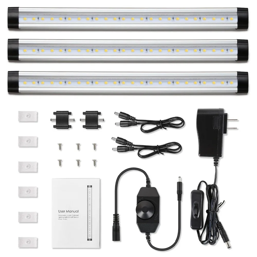 

3pcs 2835SMD 12W 900 Lumens LED Under Cabinet Lighting Dimmable Under Counter Kitchen Lighting with EU/US 12V 1A adapter