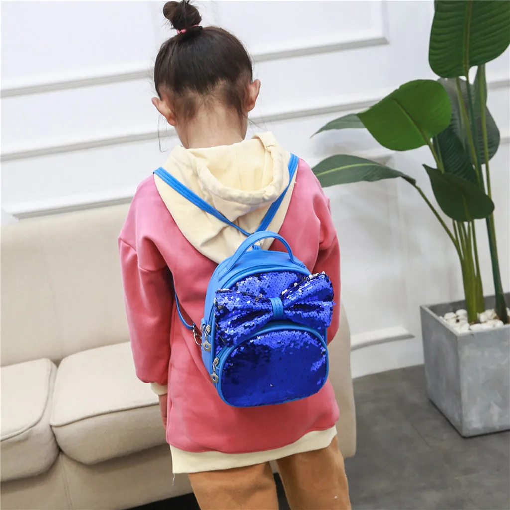 Модный милый рюкзак с блестками и бантом для родителей и детей, женские сумки через плечо, мини школьные сумки для девочек-подростков, Прямая поставка